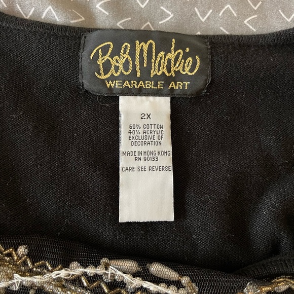 Bob Mackie Wearable Art | Beaded and Dangling Pearl Sweater | Women’s Size XXL - Picture 3 of 6